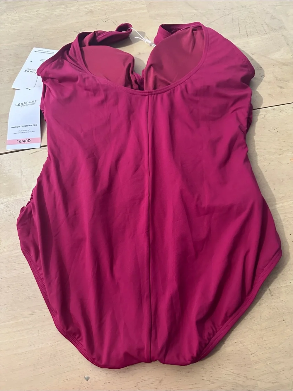 Coco Reef Deep fuschia  Ruched One-Piece Swimsuit - Picture 4 of 6